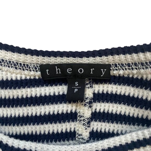 Theory Striped Short Sleeve Navy & White Cotton Y2K Dress S - Picture 2 of 6